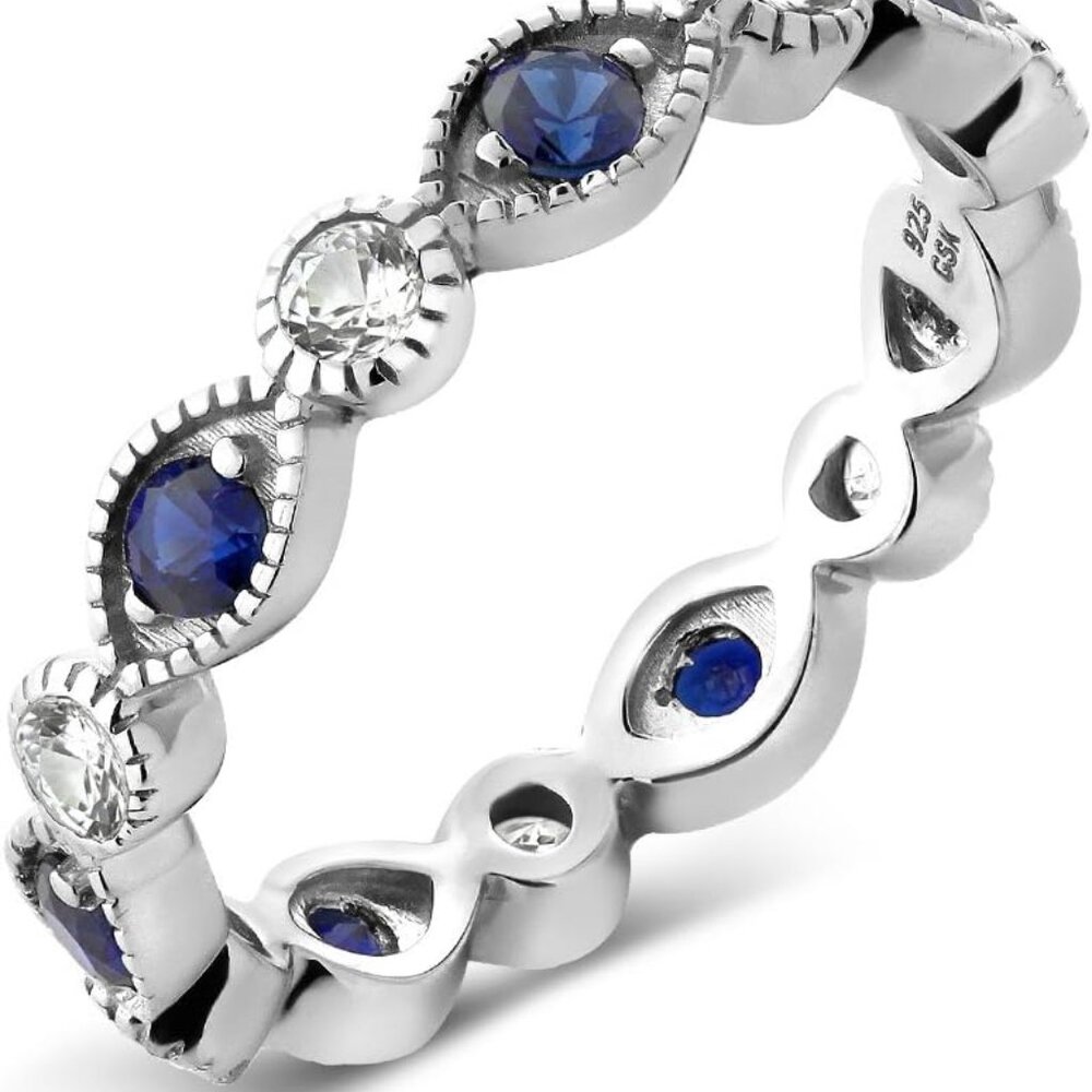 925 Sterling Silver Stackable Eternity Ring With … - image 1